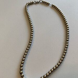 Stainless Steel Silver Beaded on Chain Necklace